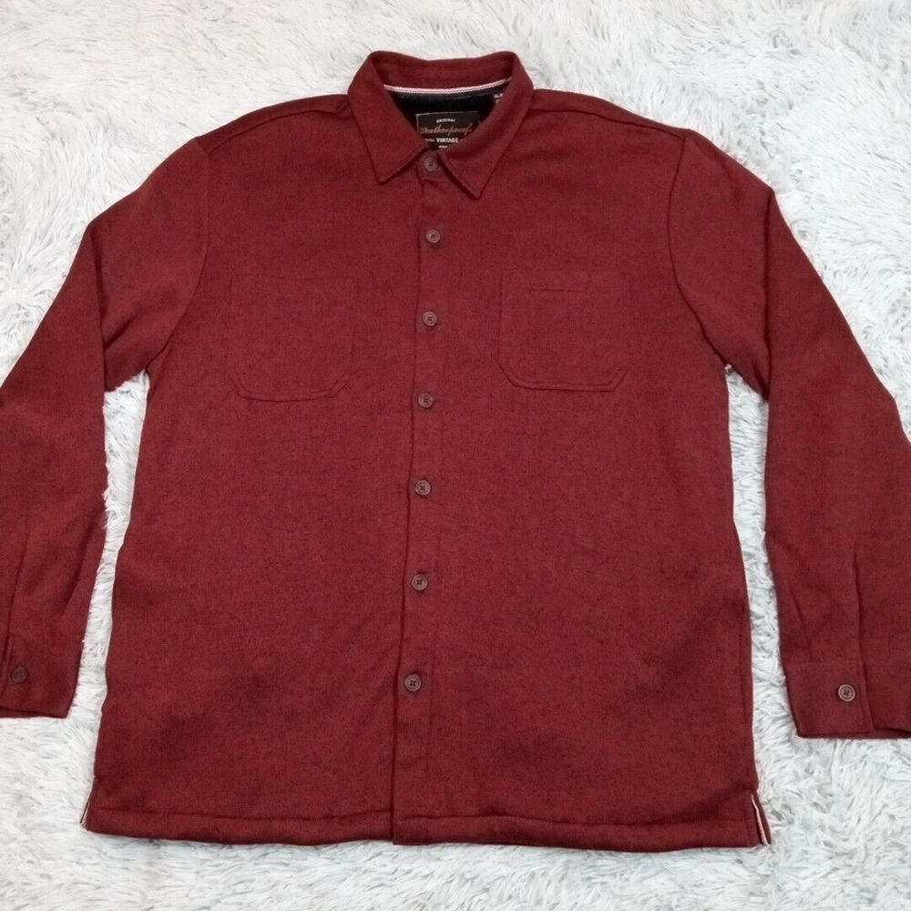 Original Weatherproof Vintage Mens Shirt Red XL Fleece Lined Button‎ Up Pockets